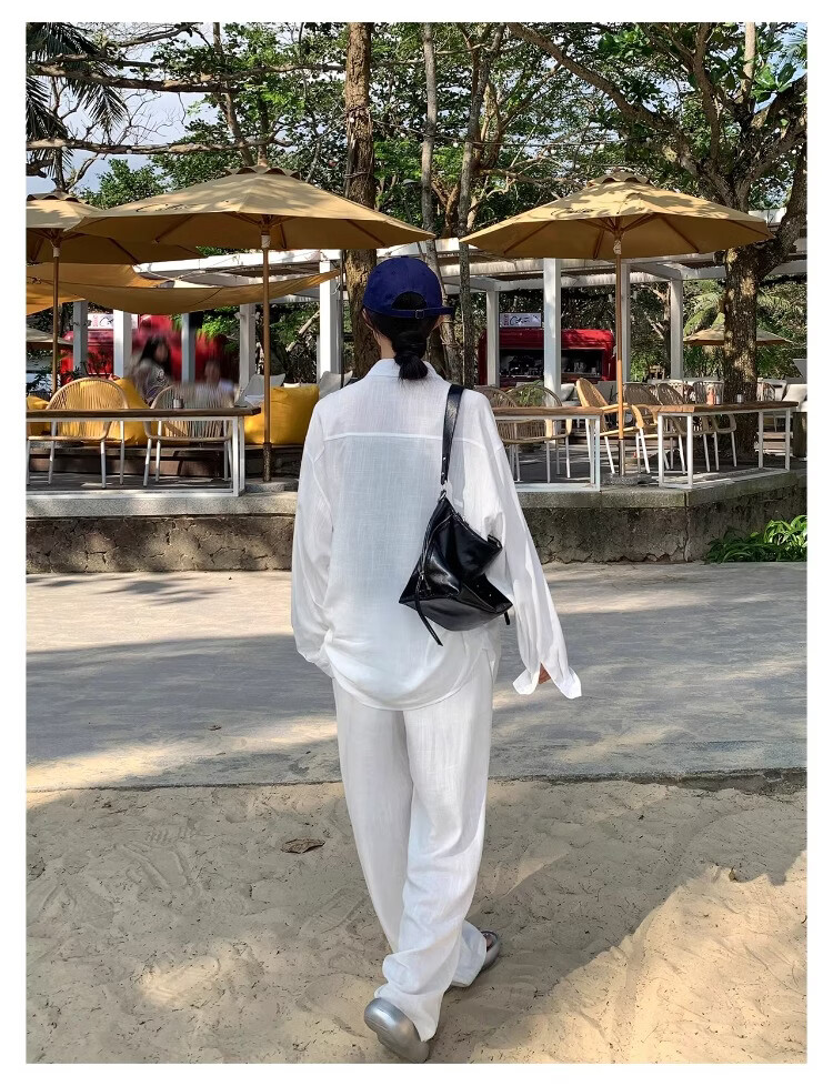 ICH MODE "Bangkok Holiday" Linen Shirt Women Lazy Style Physical Sun Protection Long Sleeve Shirt Linen Color L 7