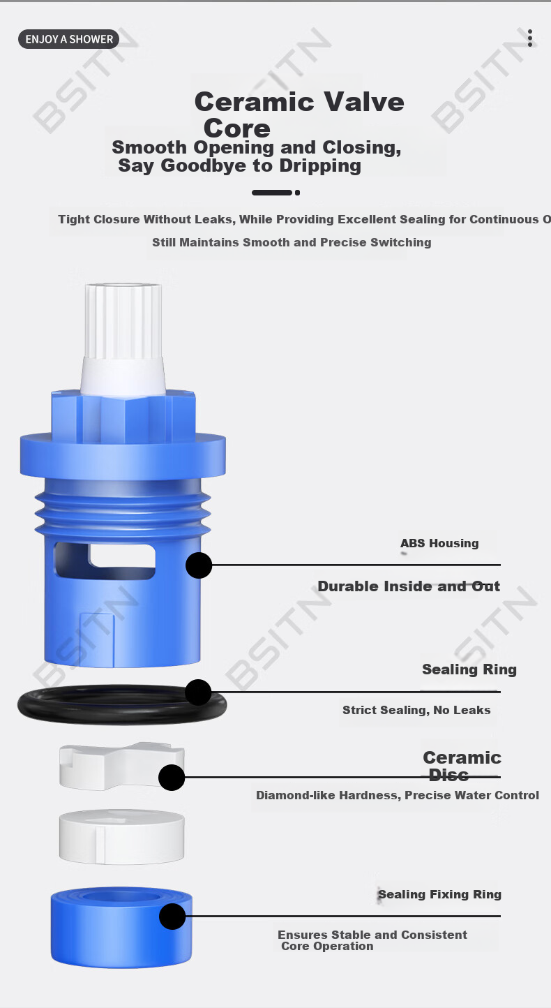 BSITN Simple Surface-Mounted Shower Set Small Apartment Copper Mixing Valve Shower Head Hose Bracket Complete Set Without Top Spray H024 7