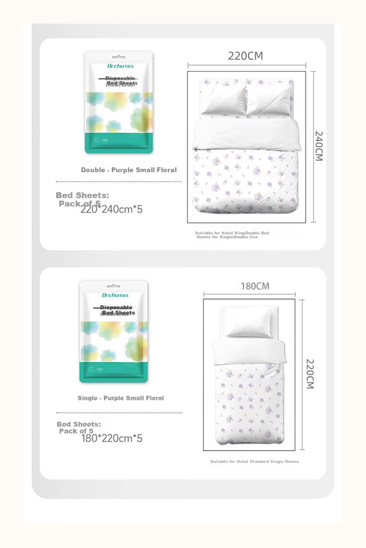 Chuyisheng Disposable 4-Piece Bedding Set - Duvet Cover, Bed Sheet, Pillowcase, Thickened Hotel-Grade, Travel Use, Cotton-Feel, Class A 11