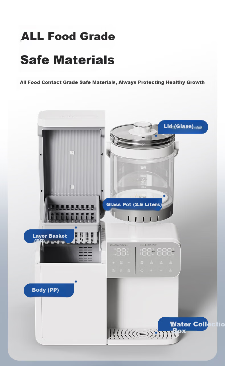 Canbo Baby Bottle Sterilizer Cabinet Glass Thermostatic Kettle Sterilizer Milk Warmer 2-in-1 Feeding Station 8