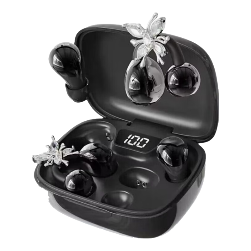 Haiyinlv Q30 [4 Earphones + Exquisite Ear Accessories] 2026 New Clip-On Wireless Bluetooth Sleep Earphones Long Battery Life High-Quality Sound Sports Running Low Latency Universal Black