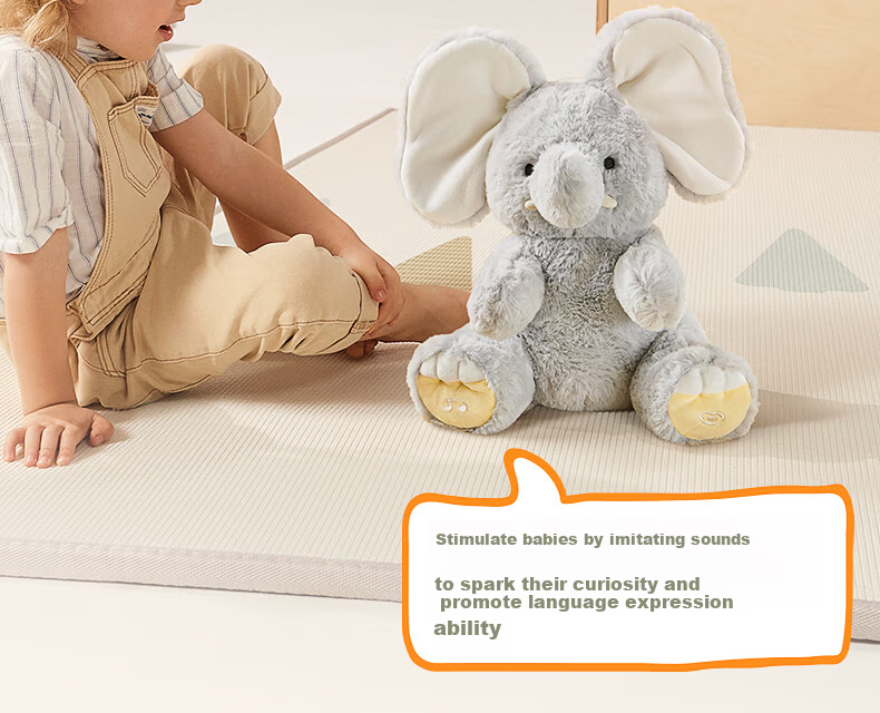 BABYGREAT Hide and Seek Elephant Electric Toy Rechargeable Doll Soothing Newborn Gift First Birthday Present 4