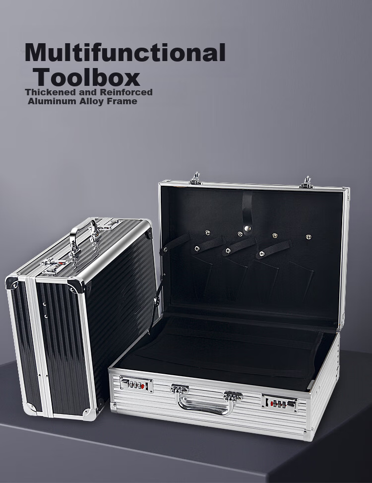 Honggong Multifunctional Hairdressing Toolbox Hair Stylist Barber Scissors Storage Case Portable Lock Box Black Version 1