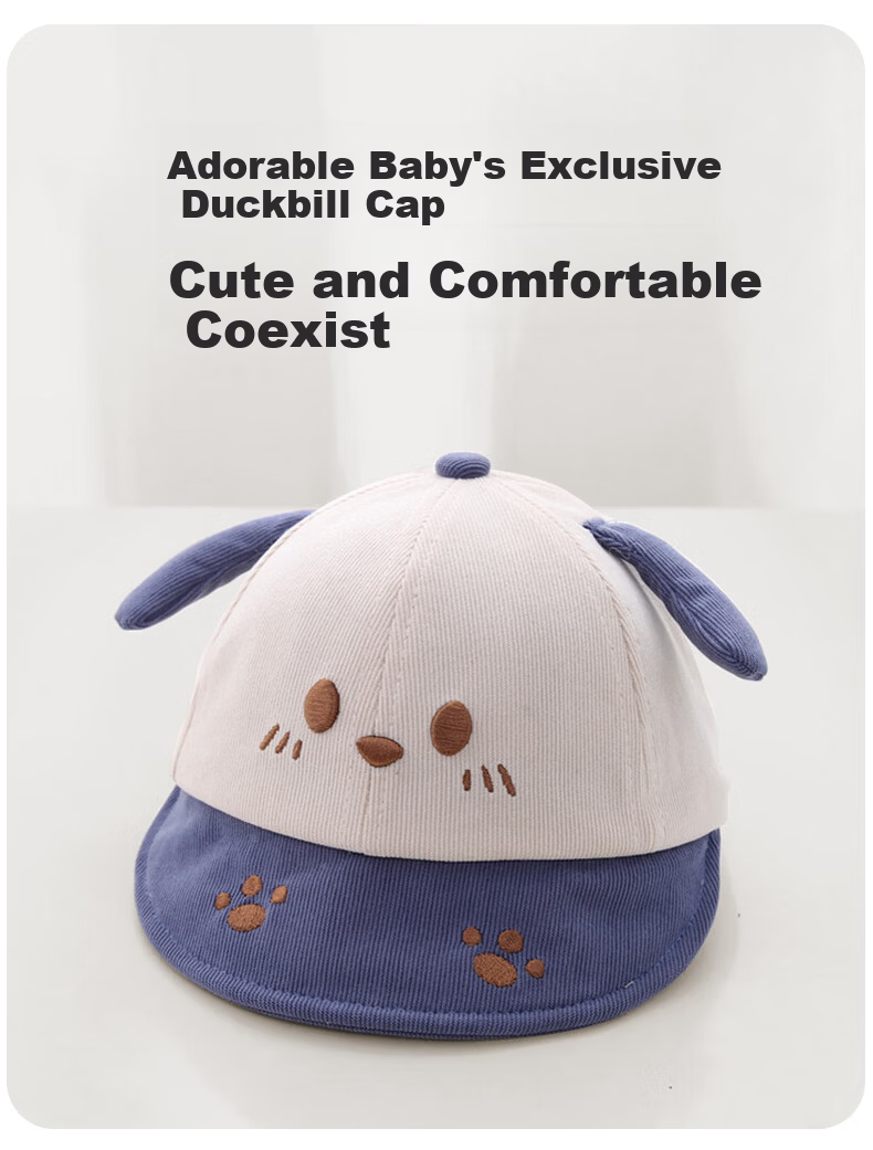 Aibao Baby Hat Spring and Autumn Cartoon Baseball Cap for Kids Outdoor Sunshade Blue Bear T150 2