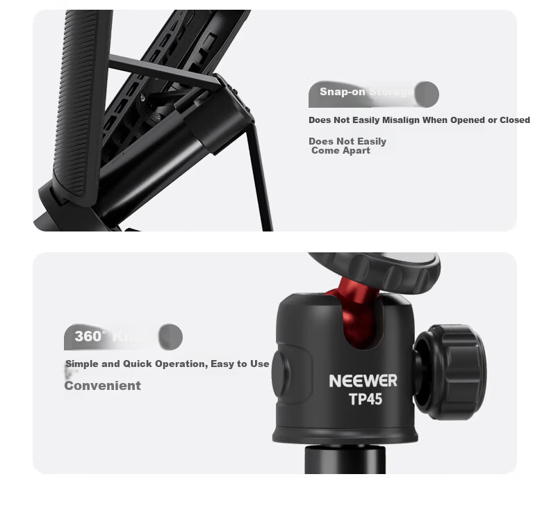 NEEWER Tripod Stand Compatible with DJI Pocket 4/3, Smartphone Selfie Stick, Floor Stand, Osmo Pocket Camera Extension Rod, Handheld Portable Tripod 5