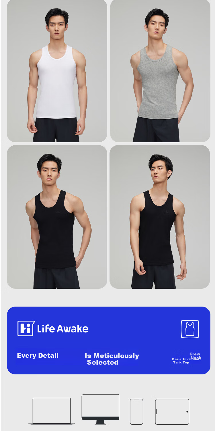 HLA Men’s Cotton Sleeveless Vest, Breathable Basic Thin Undershirt, 2-Pack 12