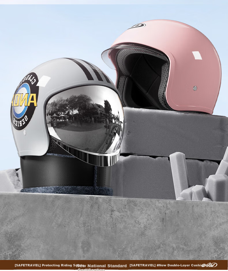 AD Electric Bike Helmet 3C Certified Class A Unisex Four-Season Electric Scooter Safety Helmet Winter Half Helmet Summer Retractable Visor Motorcycle Retro Helmet FG05 Punk Neck Warmer 2