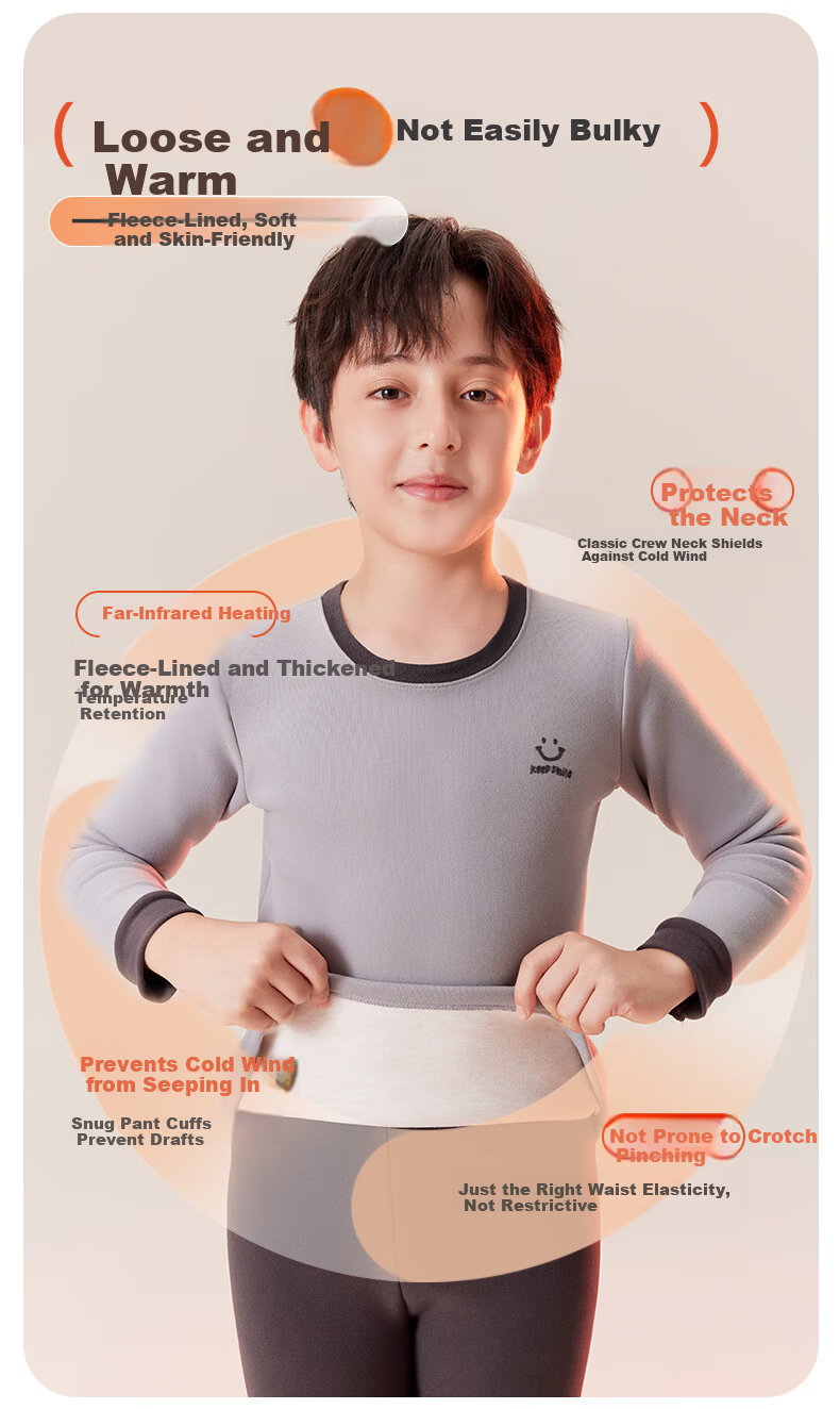 LangSha Kids Thermal Underwear Set Boys Fleece Lined Thickened Autumn Winter Cotton Sweater Pajamas for Toddlers and Older Children 8