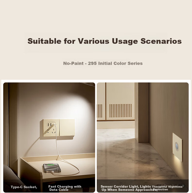 DELIXI Switch Socket CD295 Ultra-thin Matte Frosted Large Panel 86 Type Concealed Silver Osmanthus Yellow Angled Five-hole 10 Pack 26