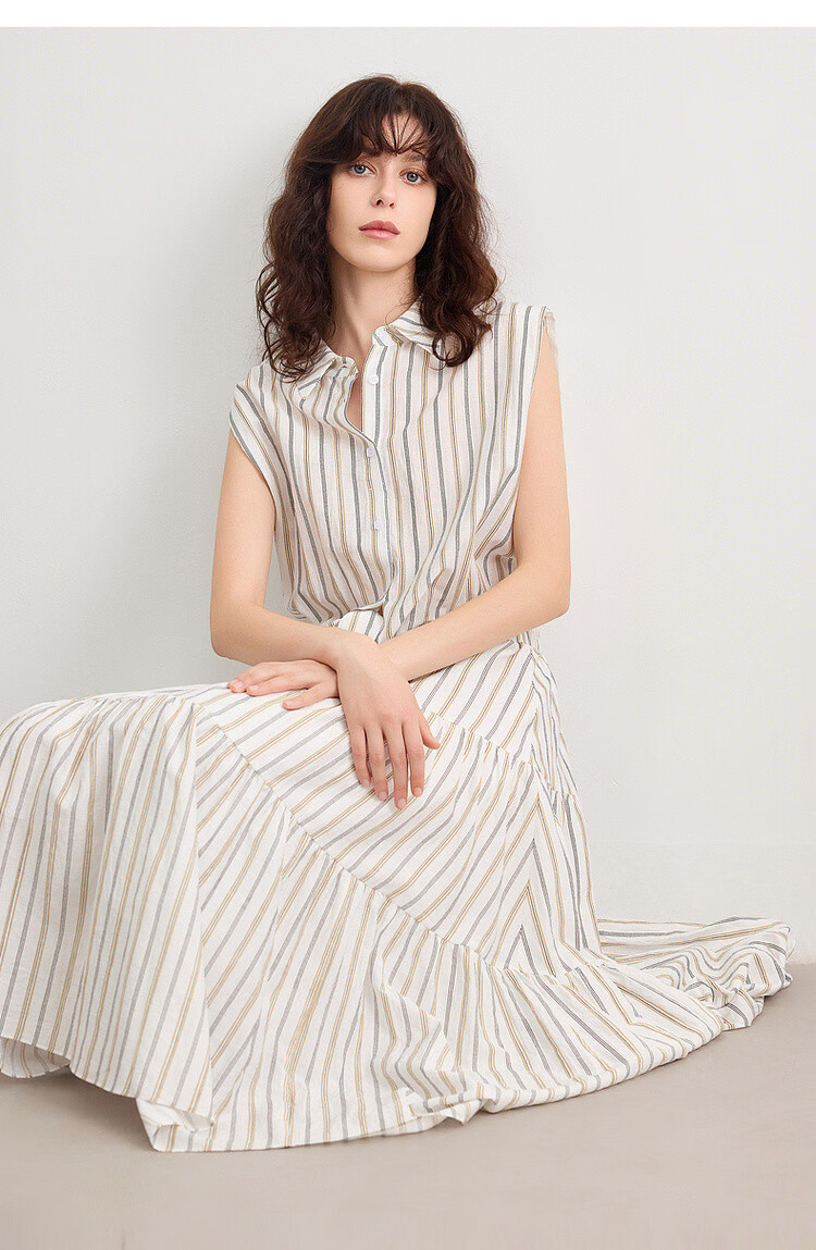 Demana "Dancing with the Wind" Summer Faux Two-Piece Sleeveless Waist-Cinching Slim A-Line Dress for Women, Mid-Length, Office Wear 16
