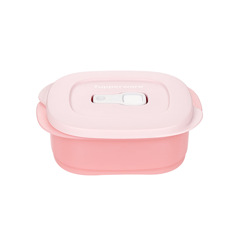 Tupperware Microwave Stackable Slim Square Box 500ml Heating Lunch Box Portable Bento Soft Pink for Students and Office Workers