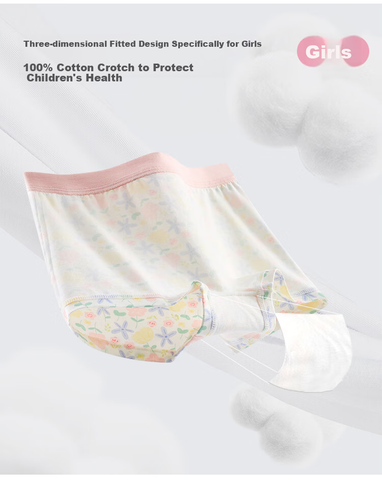 JD Jingzao 10A Antibacterial Children's Boxer Briefs for Boys, Water-Activated Floral Pattern, Three-Pack 15