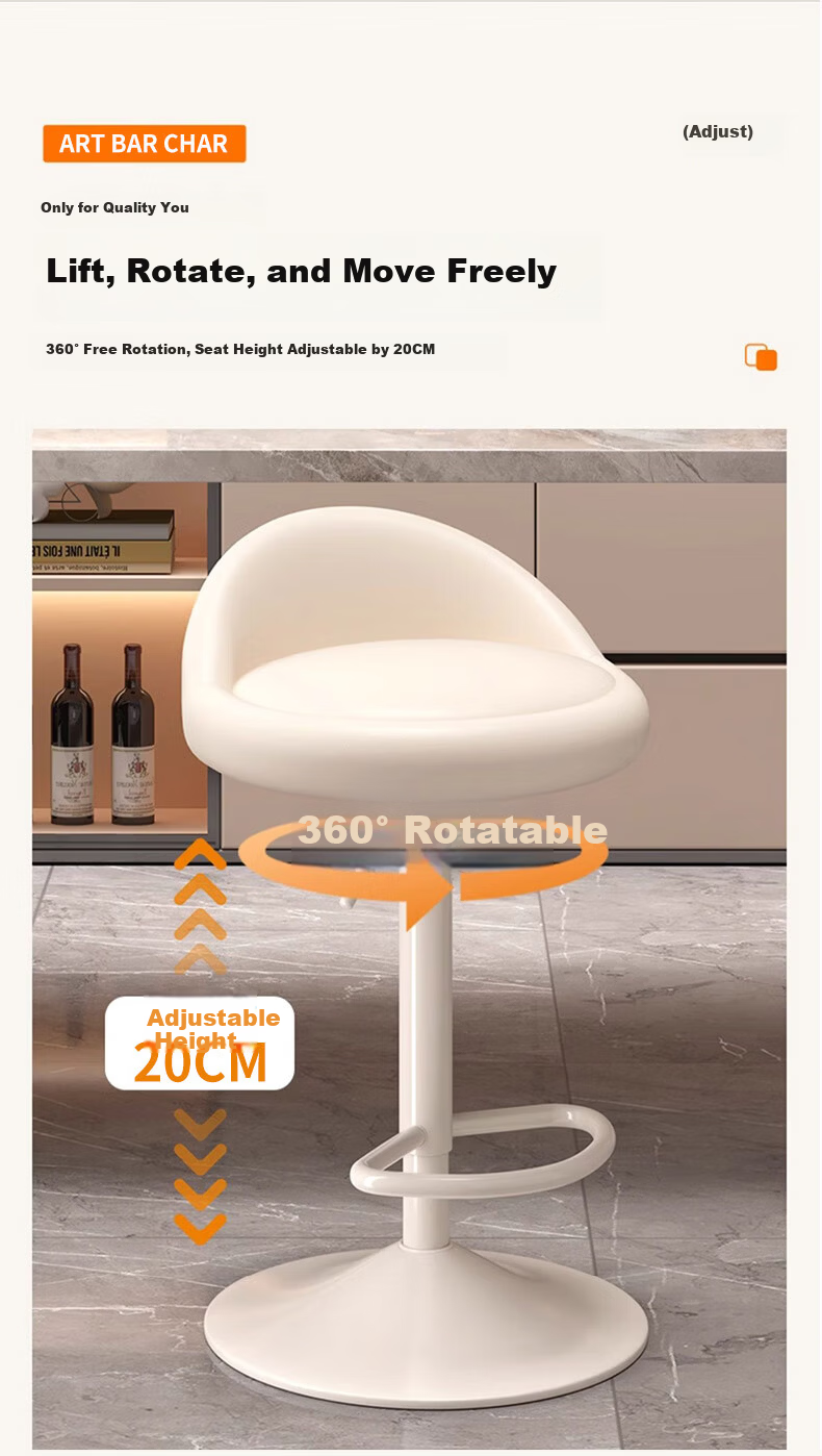 Jingcai Adjustable Bar Stool Home Bar Chair High Stool Reception Chair Front Desk Chair JBY09 Beige 5