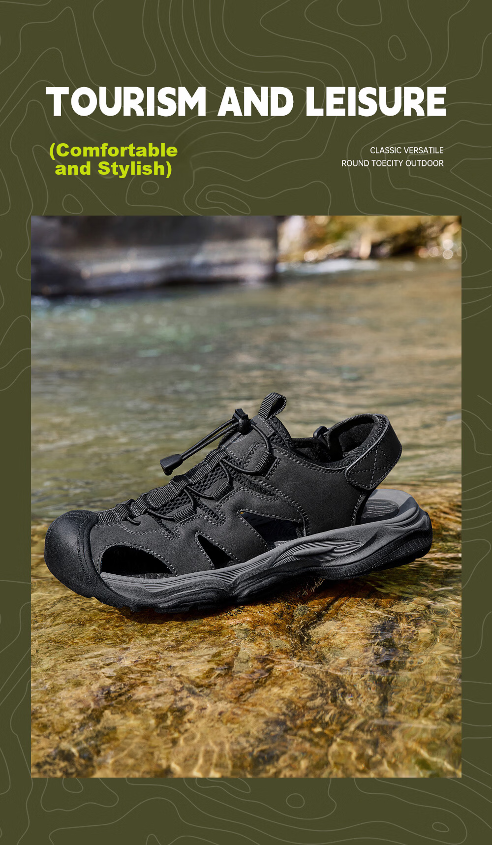 Camel Brand Breathable Mesh Water Shoes Beach Hollow Sandals P16M379020 Night Black Size 40 9