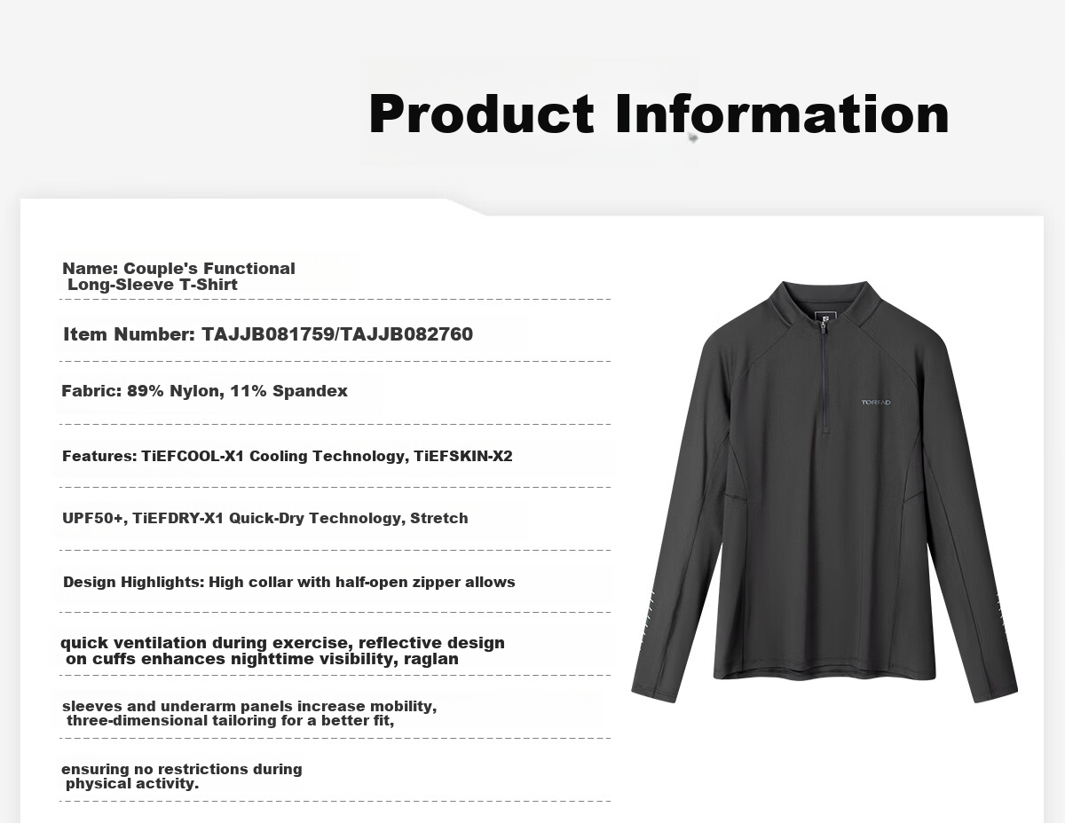 TOREAD Functional Long Sleeve T-Shirt 26 New Couple Quick-Dry Skin-Friendly Stretch Sports Hiking Mountaineering T-Shirt TAJJBO81759 6