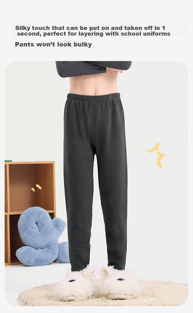 Jiusuiban Kids Thermal Pants Boys Autumn Winter Thickened Fleece Lined 7A Antibacterial Cashmere Cotton School Uniform Leggings 7