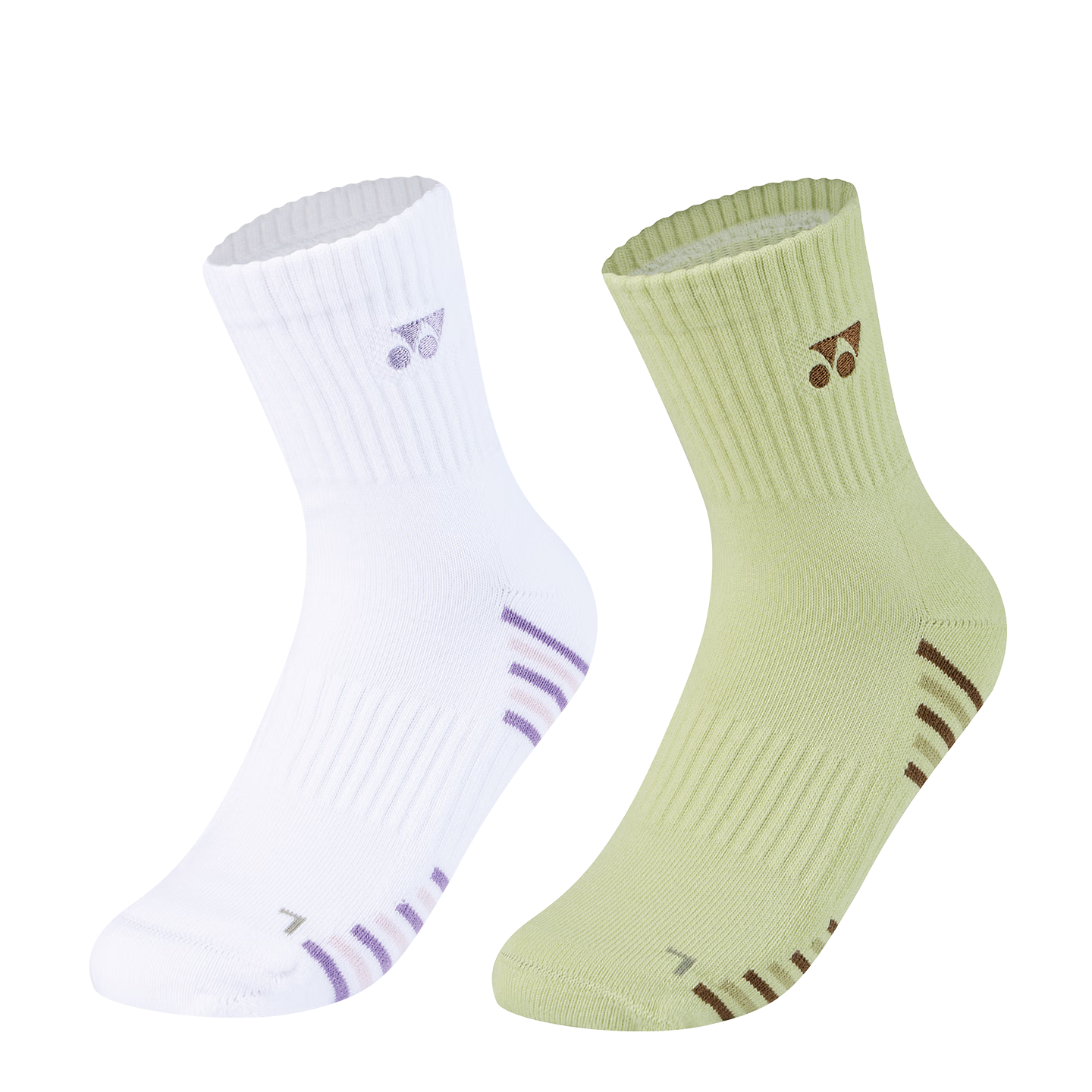 YONEX Badminton Socks Comfortable Breathable Sweat-Absorbing Terry Sole Professional Sports Socks Women 2450426BCR White Purple + Champagne 2 Pairs