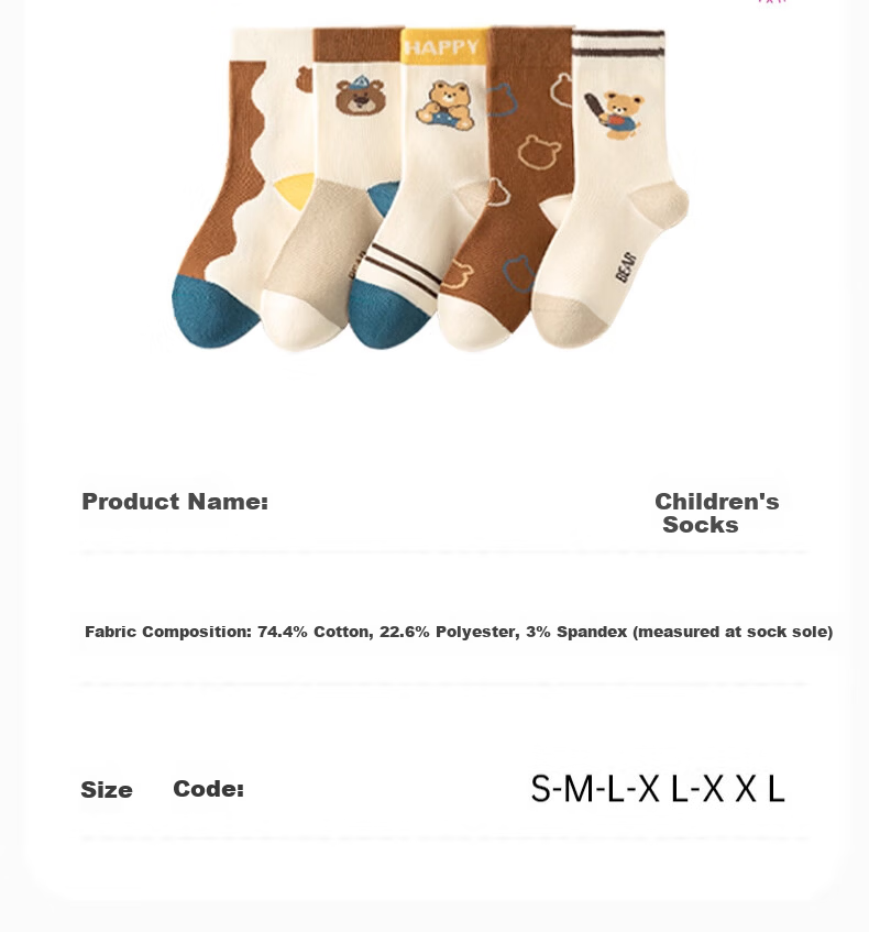 YUZHAOLIN 5 Pairs Kids Solid Color Cotton Socks Autumn Winter Seamless Mid-Calf Boys Antibacterial Odor-Resistant Sports Long Socks 10