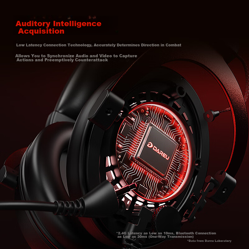 DAREU A3 Gaming Headset Over-Ear Four-Mode Bluetooth Wired Wireless Headphones Delta Operation Esports PC Headset FPS PUBG Positional Audio 7.1 Channel Black Orange