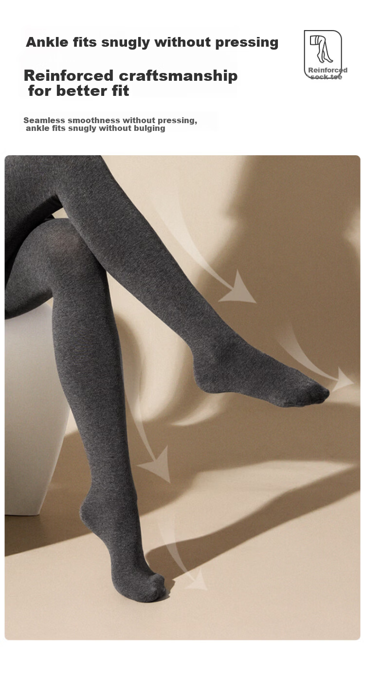 LangSha Light Leg Magic High-Waist Slim Fit Fleece-Lined Thickened Tights for Women Autumn Winter Gray Medium Thickness 10