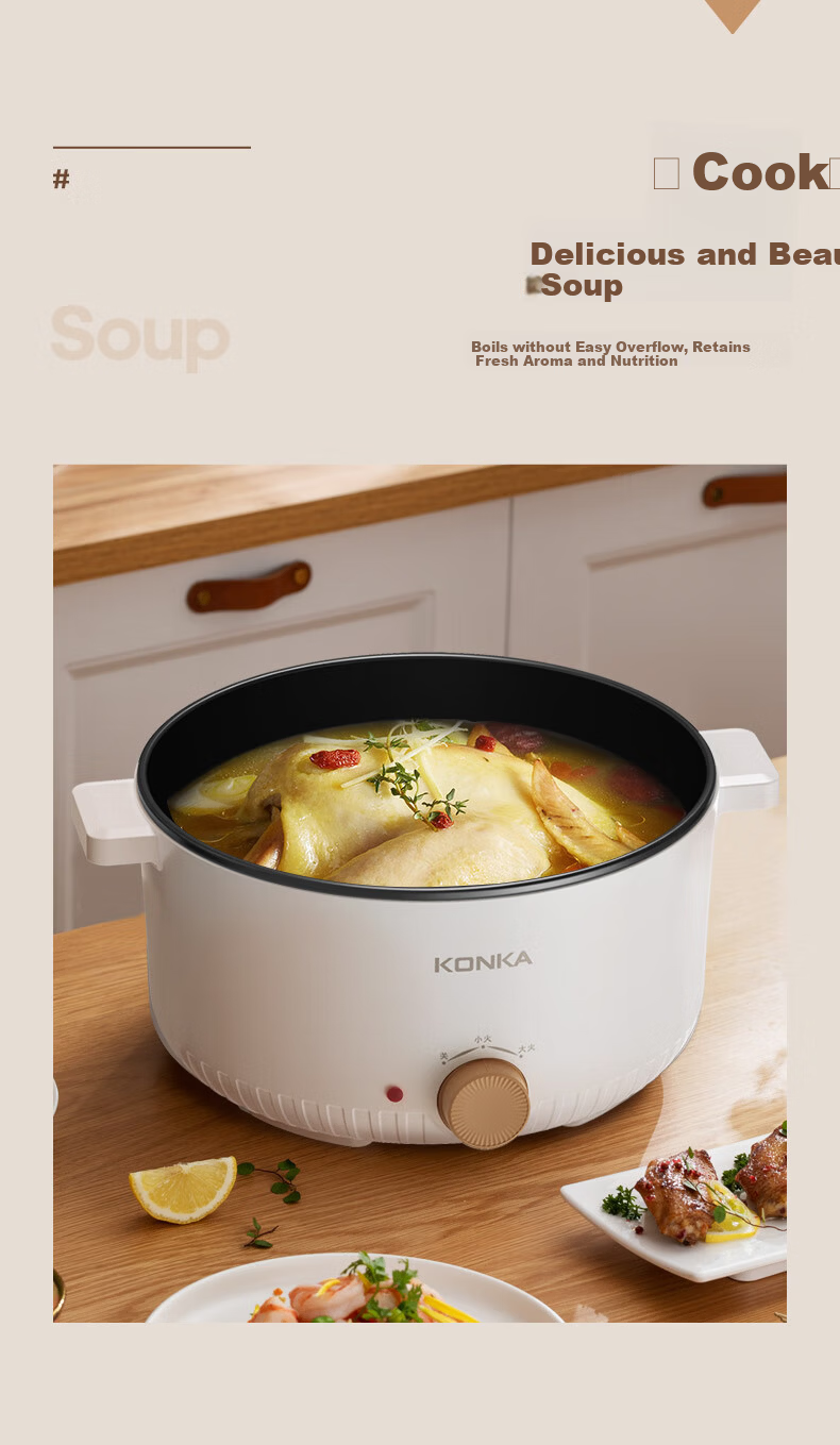 KONKA Electric Hot Pot 3.5L Multifunctional Household Electric Cooker Non-stick Hot Pot Dormitory Cooking Pot Noodle Cooker KZG-WHP3511 7