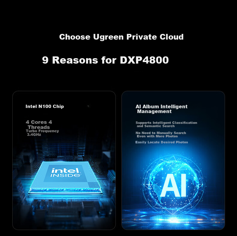 UGREEN Private Cloud DXP4800 Plus 8GB RAM 8TB 4-Bay NAS Network Storage Personal Cloud Hard Drive Home Server 10GbE Port Mobile Tablet Expansion 3