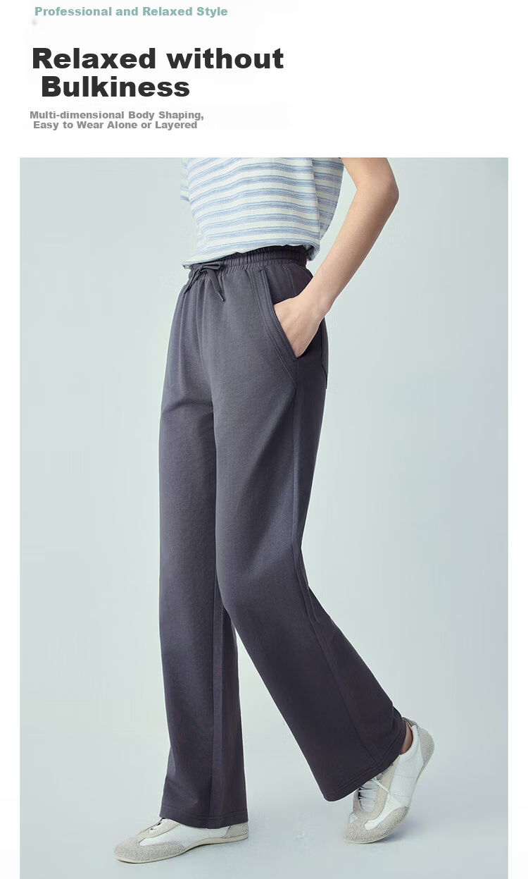 Giordano Women's 2026 Summer Pure Cotton Casual Pants with Patch Pockets Elastic Waist Knit Sweatpants 13416245 10