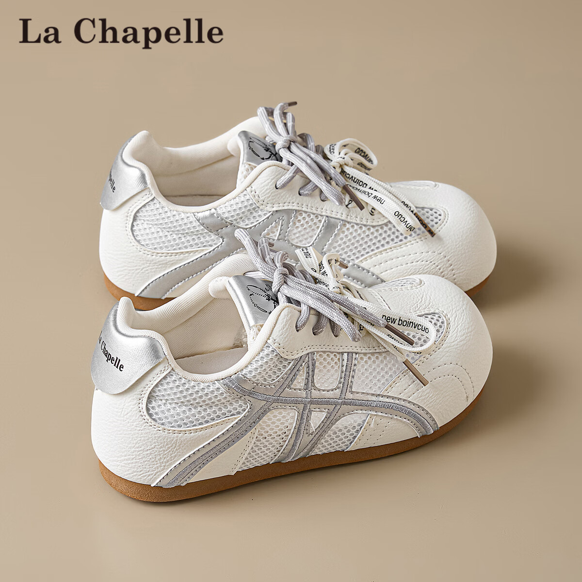 La Chapelle Women's White Casual Sneakers Breathable Mesh Non-Slip Soft Sole Comfortable Training Shoes