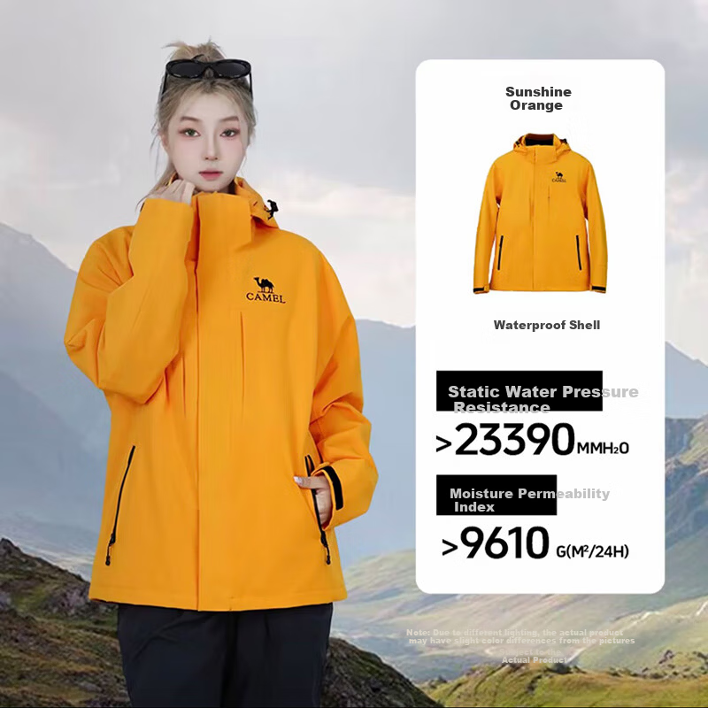 CAMEL Outdoor 3-in-1 Softshell Jacket Unisex 2025 Windproof Waterproof Hiking Mountaineering A35CA45253 3XL