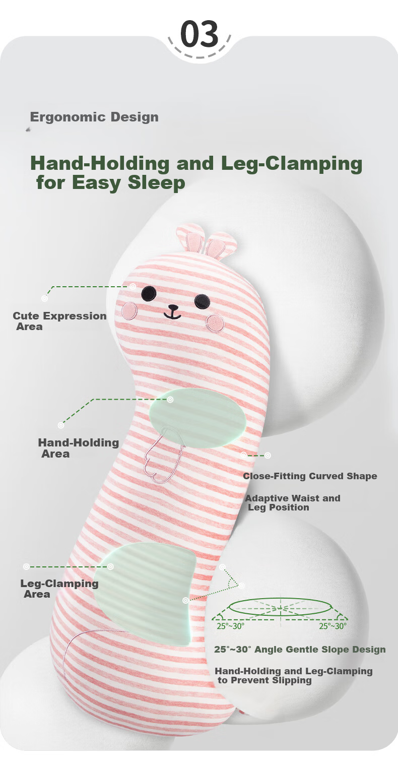 Legua Children's Sleeping Body Pillow Long Smile Rabbit Plush Side Sleep Leg Hug Pillow Kids Gift 8