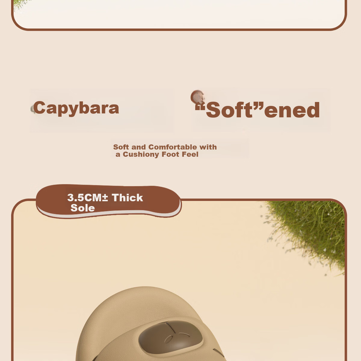 CXOCSI Capybara Parent-Child Slippers Women's Home Non-Slip Outdoor Wear Children's Cartoon Men's Sandals Khaki Size 42-43 11