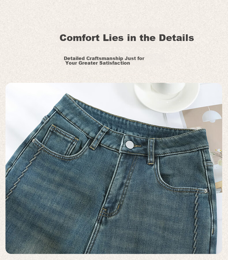 Langsha Women's 9/10 Length High-Waist Stretch Straight-Leg Loose Fit Wide-Leg Jeans Spring Summer New Style 12