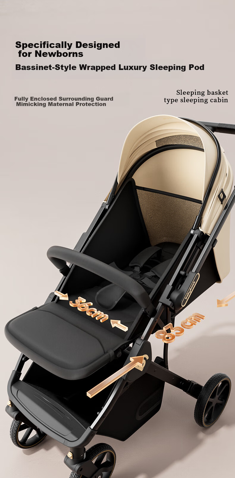 Baby Boat B5 Reversible Lightweight Foldable Stroller High Landscape Seat and Recline 0-3 Years Spinal Protection 3C Certified 17