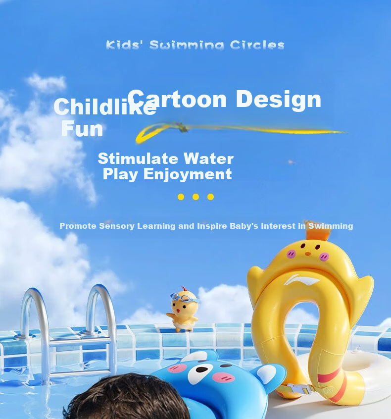 Li-Ning Kids Swimming Ring for Boys and Girls, Age 3+, Thickened Underarm Life Buoy, Baby Swim Gear 5