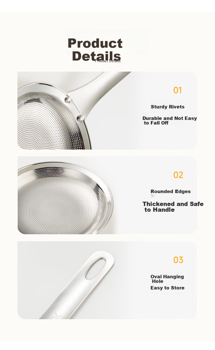 MAXCOOK 316L Stainless Steel Mesh Skimmer Oil Strainer 120 Mesh Fine Filter Sieve 9cm MCCU6585 6