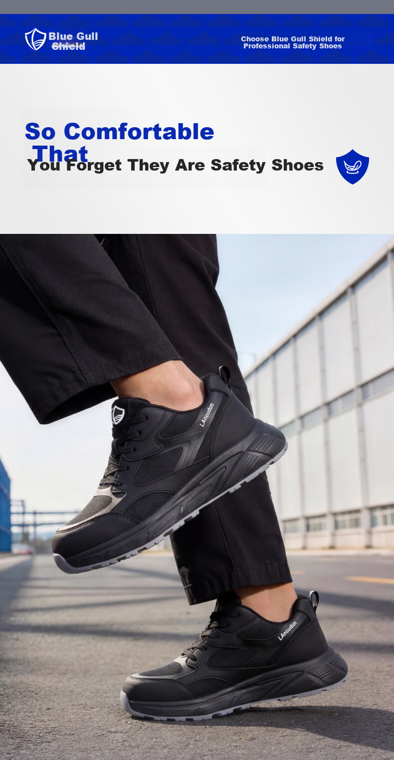 BlueOwlShield Men's Summer Breathable Lightweight Anti-Smash Steel Toe Anti-Puncture Wear-Resistant Soft Sole Safety Work Shoes D310 Size 41 4