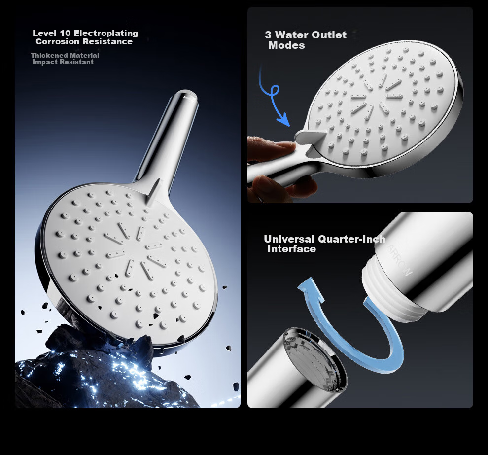 ARROW Multifunctional Shower Head Bathroom High-Pressure Handheld Shower Head 120mm Large Panel AE58157 6