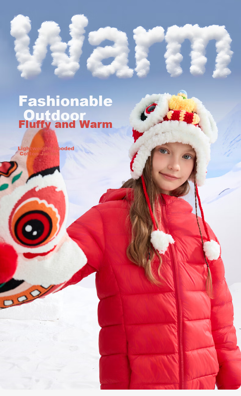 Baleno Kids Cotton Jacket 2025 Winter New Lightweight Hooded Cotton Coat for Boys and Girls Warm Inner Lining 1