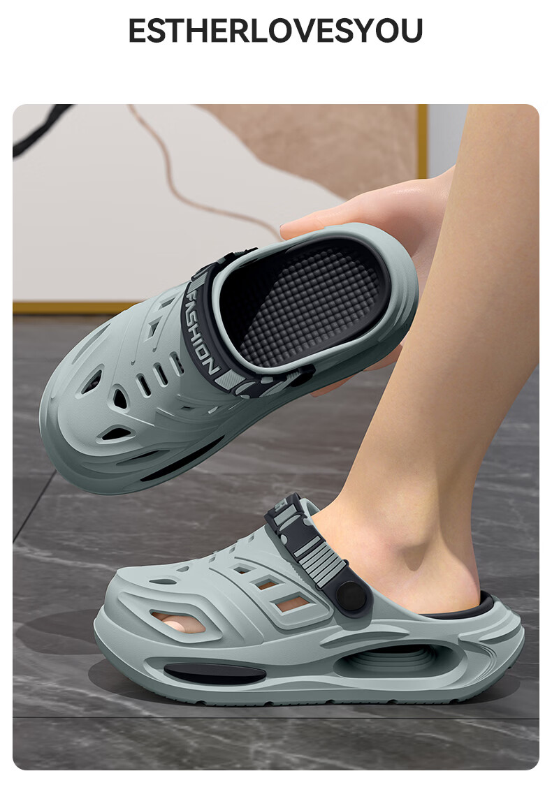Gogaman Men's Thick-Soled Clog Sandals Summer Outdoor Beach Anti-Slip Odor-Resistant EVA Closed-Toe Slippers for Outdoor Use 1