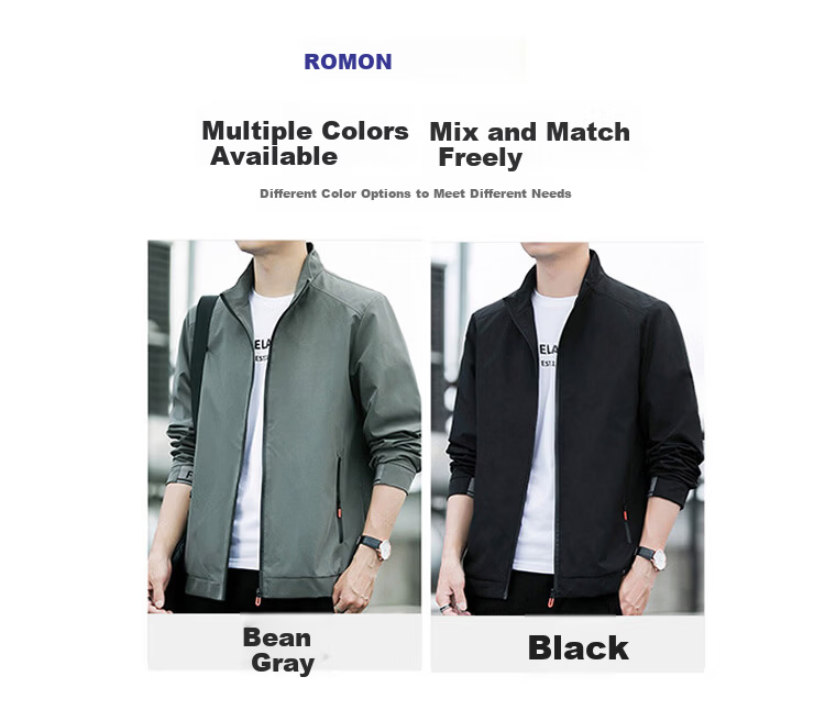 ROMON Men's Jacket 2026 Spring New Business Casual Loose Fit Stand Collar Men's Outdoor Jacket 2