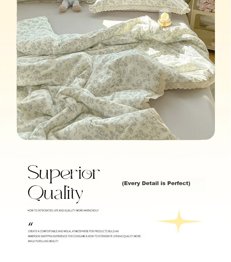 MUJI Class A Wrinkled Gauze Air Conditioning Quilt 200×230cm Lace Edge Double Quilt Core All-Season Thickened Version 14
