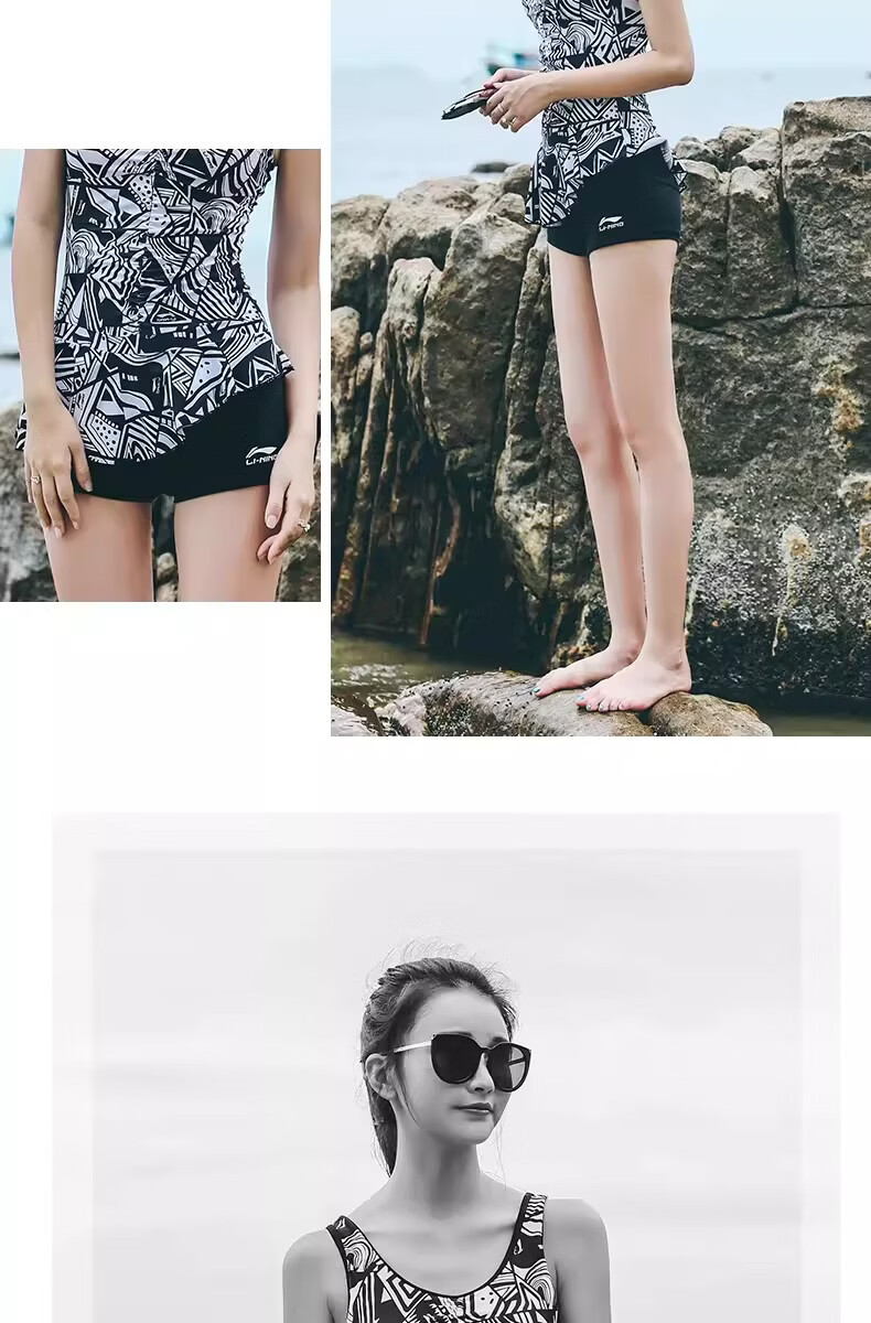 LI-NING Women's Adult Training Swimwear 2026 New High-End One-Piece Swimsuit for Hot Springs, Tummy Control, Slimming, Plus Size 5