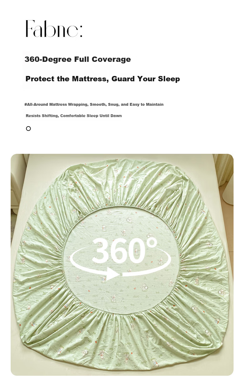 AVIVI Class A Double-Layer Gauze Fitted Sheet Single Bed Cover Full Enclosure Mattress Protector for 1.8m Bed Forest Rabbit 7