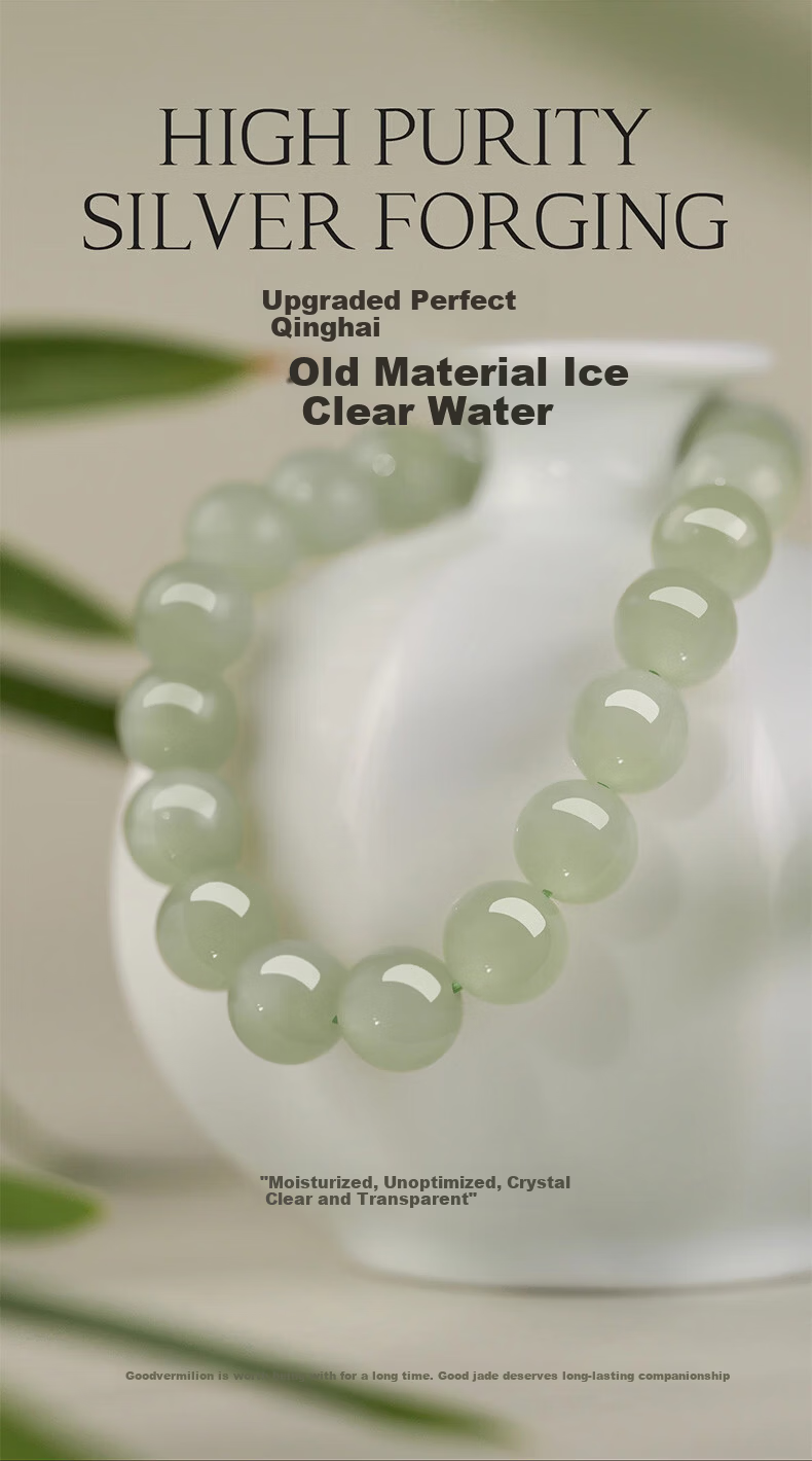 Sino Gem Light Clear Hetian Jade Bracelet for Women Natural Jade Beaded Bracelet Anniversary Birthday Gift for Girlfriend Wife 7