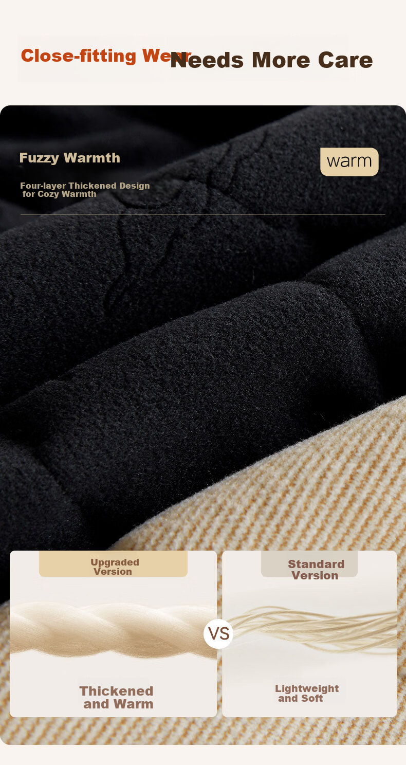 MiiOW 100% Wool Filled Men's Thermal Underwear Set Thickened Fleece Autumn Winter Warm Long Johns for Men and Couples 8