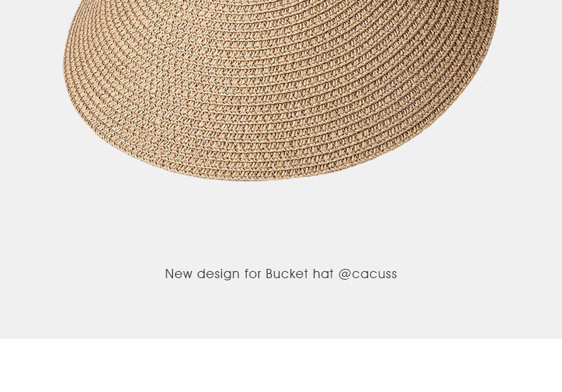 CACUSS Women's Summer Straw Woven Open-Top Hat Large Brim Sun Hat Outdoor Beach Sunshade Hat Ink-Dyed Blue 22