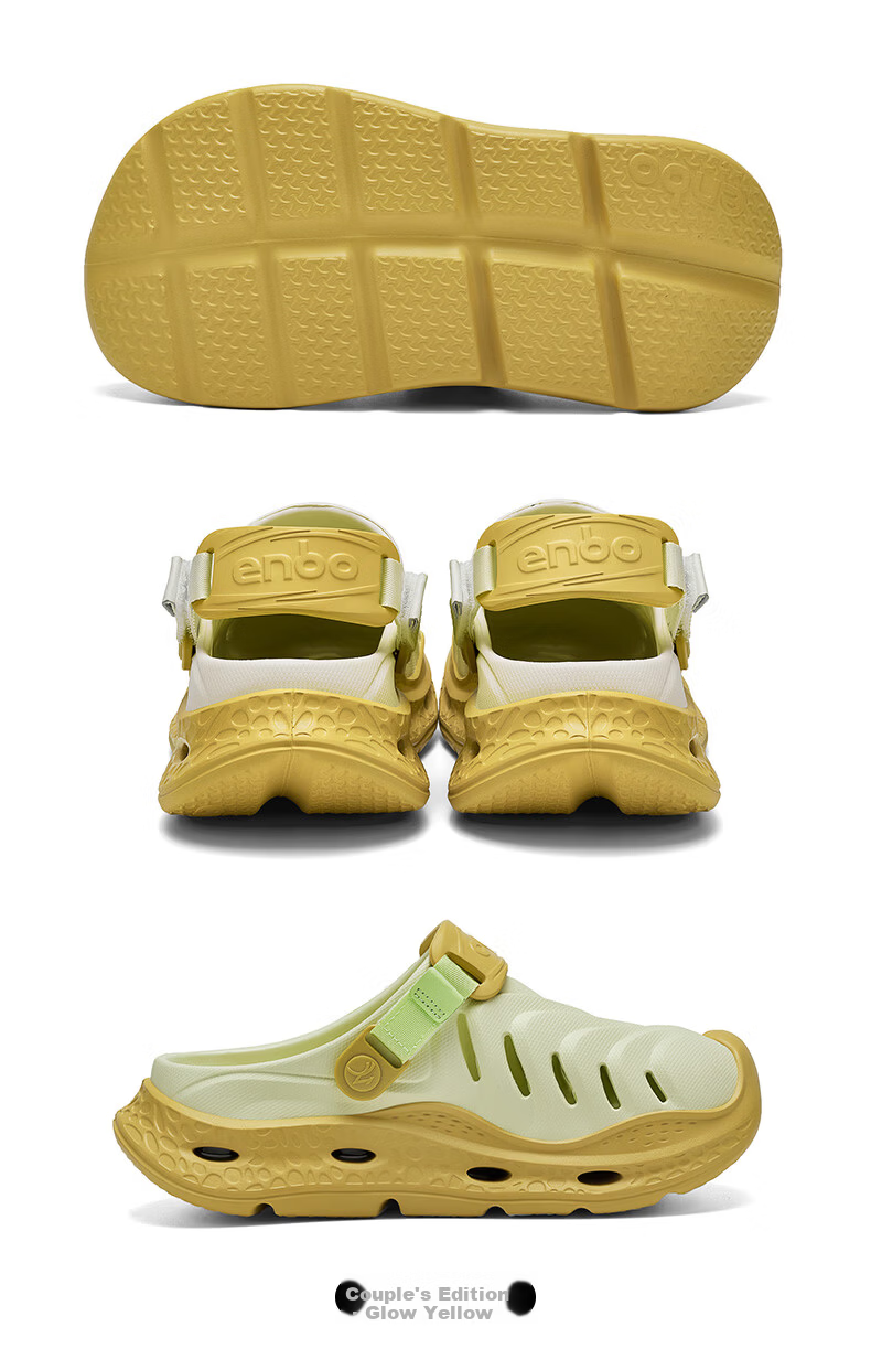 ENBO 2026 Spring New Sports Clog Shoes Comfortable Sandals Casual Shoes Glow Yellow 37 (235mm) 18