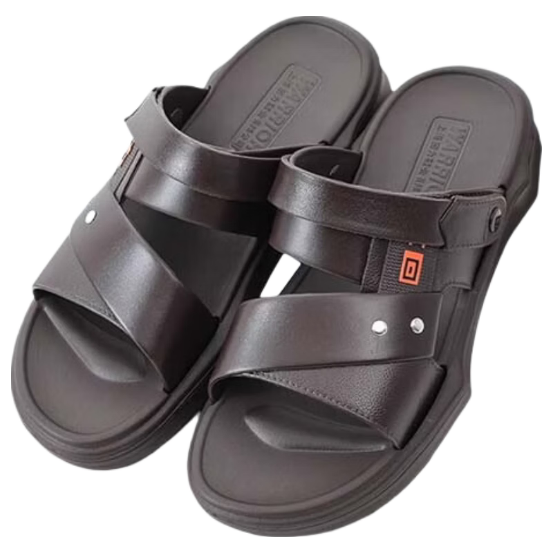 Warrior Men's Summer Casual Beach Sandals EVA Outdoor Non-Slip Dual-Purpose Driving Slippers Brown Size 42