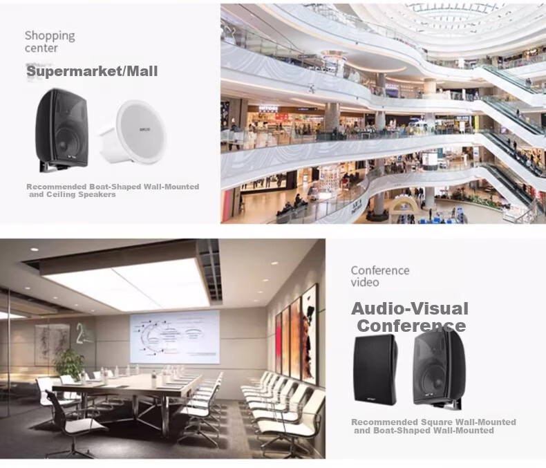 SAST 20W Wireless Bluetooth Ceiling Speaker Set with Built-In Amplifier, Indoor Background Music Speaker, Home Living Room Combination Conference Store Broadcast System Speaker, One-To 6