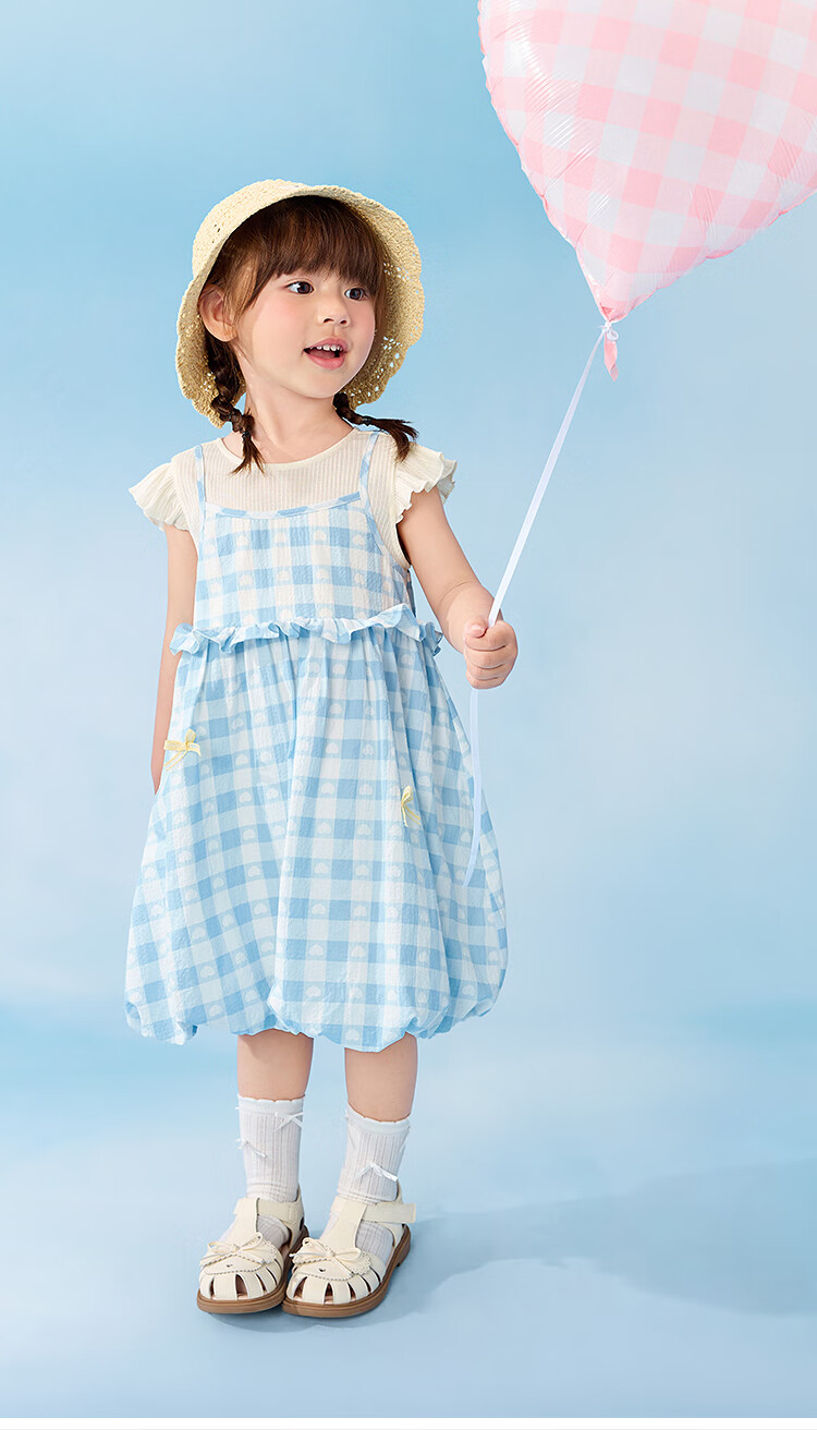 Balabala Kids Dress Baby Girl Dress 2026 Summer Fake Two-Piece Flower Bud Skirt Sweet and Cute 5